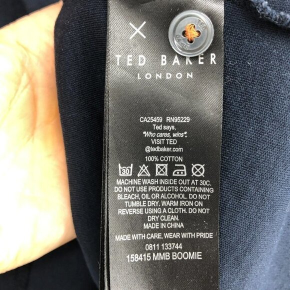 Ted Baker Men's Navy Tortilla Slim Fit Tipped Pocket Polo size ~M - Picture 8 of 15